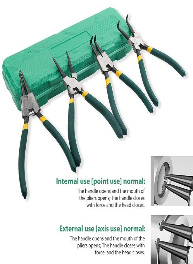 Serplex مجموعة كماشة حلقات التثبيت Serplex® المكونة من 4 قطع مع صندوق أدوات، كماشة حلقات تثبيت مستقيمة بطول 7 بوصات وكماشة حلقات تثبيت منحنية، مجموعة أدوات لتركيب وإزالة حلقات التثبيت - Image 4